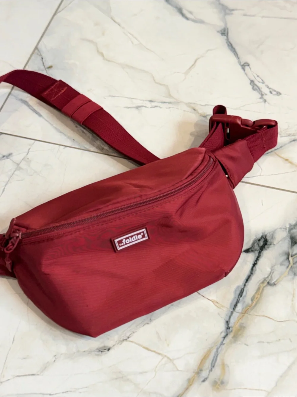 The Foldie Burgundy Crossbody Bag RFID Anti-Theft Travel Fanny Pack